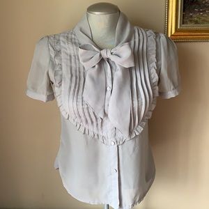 Grey Blouse with Neck Tie Diana style